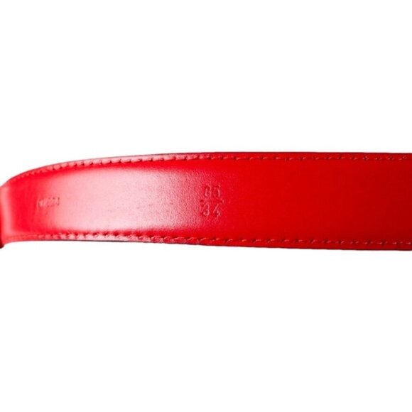 Louis Vuitton 85/34 Red Epi Leather Ceinture Belt Silver Buckle - Picture 7 of 8